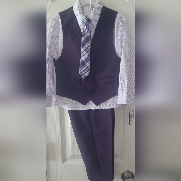 Boy's Purple Suit Set with Tie